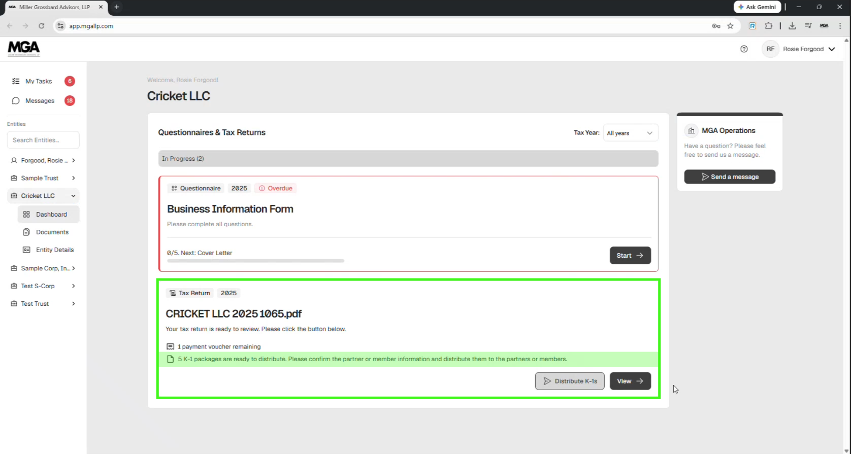 How to Distribute K-1 Packages Through the MGA Client Portal