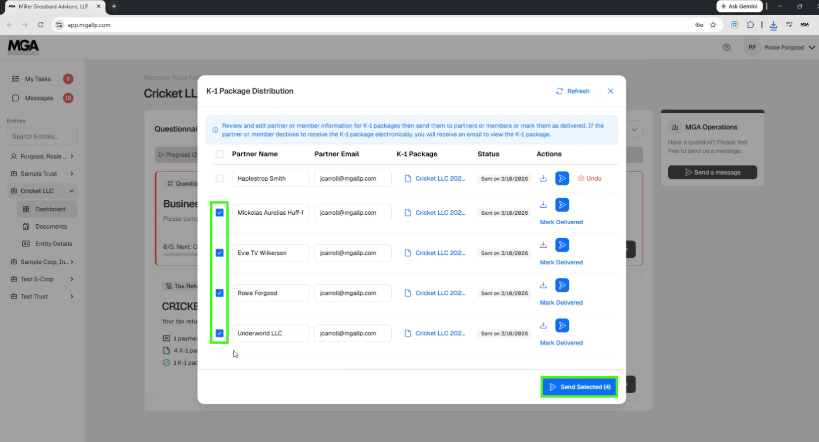How to Distribute K-1 Packages Through the MGA Client Portal